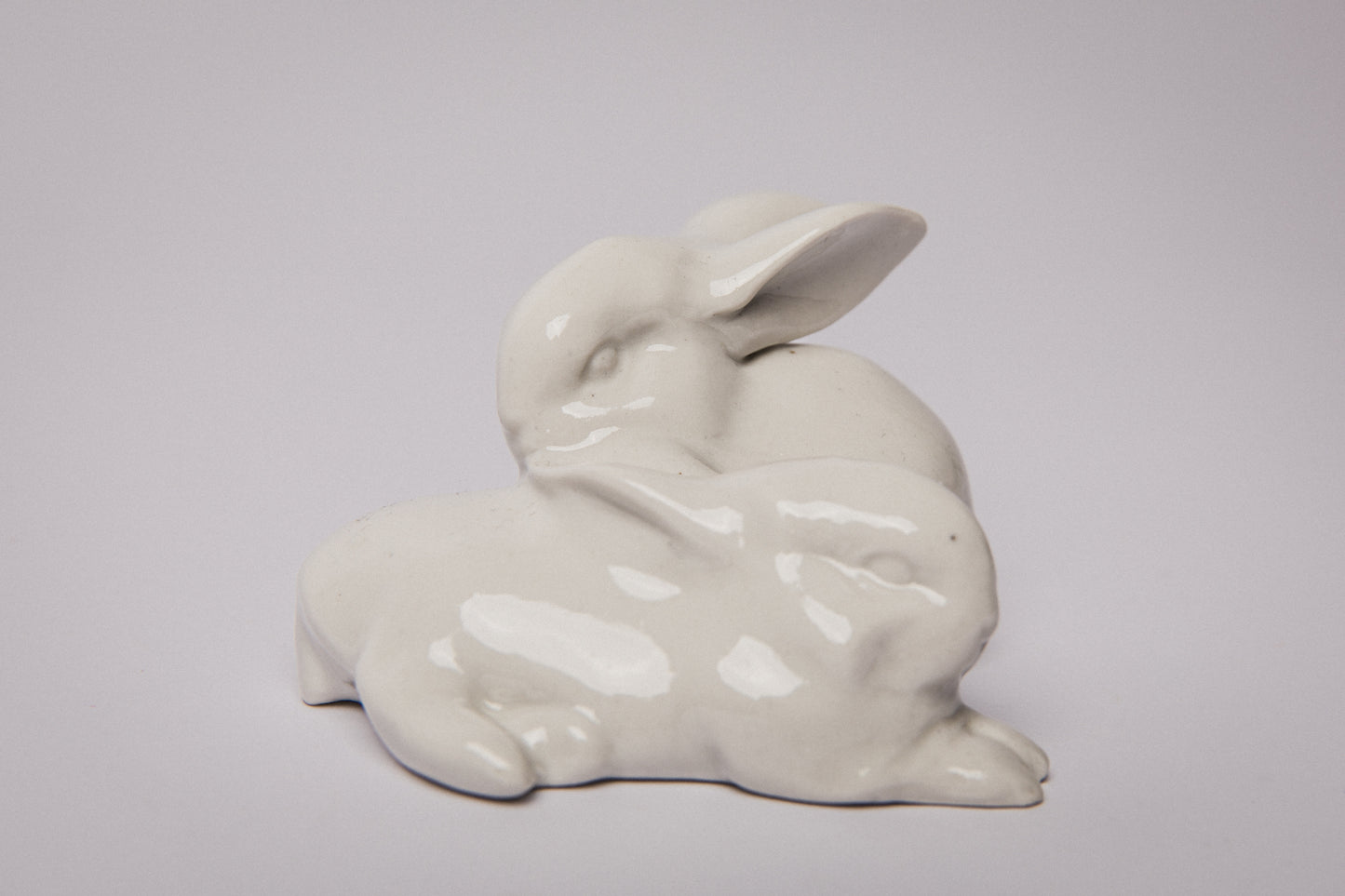 White Zsolnay RABBIT FIGURINE _ 1474