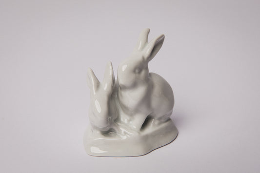 White Hollóháza RABBIT FIGURINE _ 1476