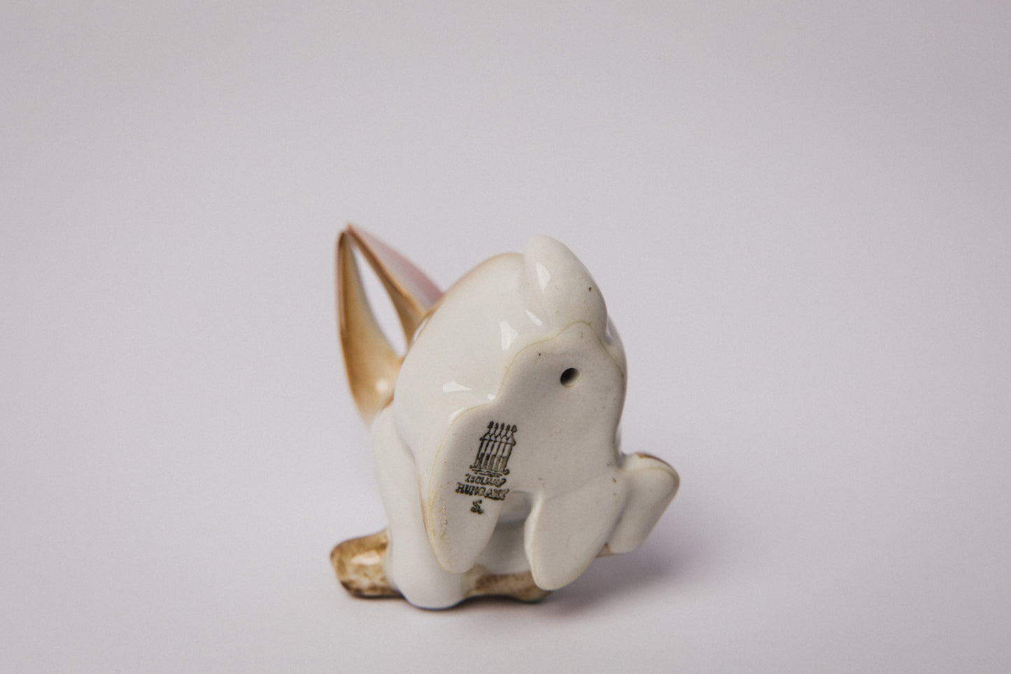Zsolnay RABBIT with wooden log FIGURINE  _ 1479