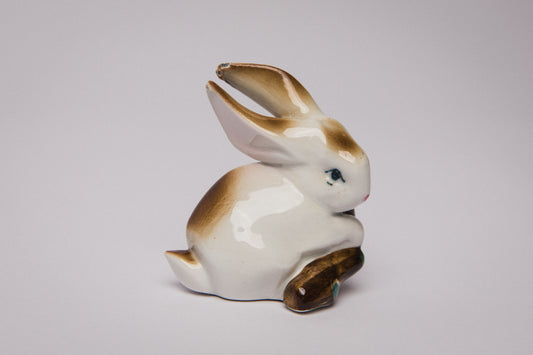 Zsolnay RABBIT with wooden log FIGURINE  _ 1480
