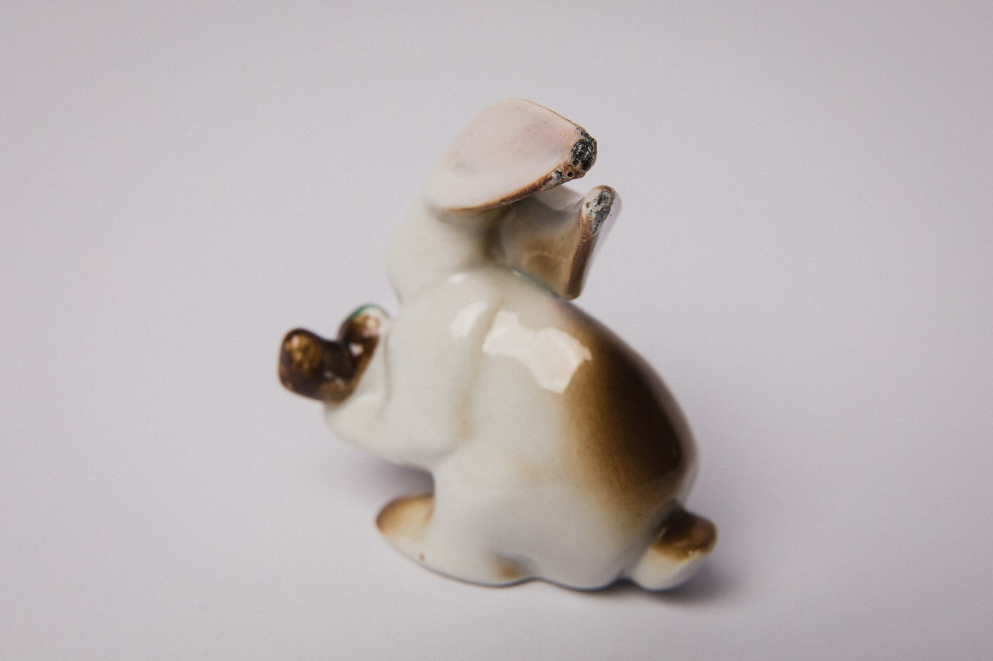 Zsolnay RABBIT with wooden log FIGURINE  _ 1480