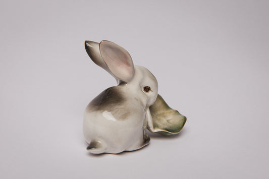 Zsolnay RABBIT FIGURINE with salad _ 1487