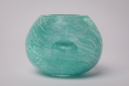 Teal veil glass VASE and CANDLE HOLDER _ 1513