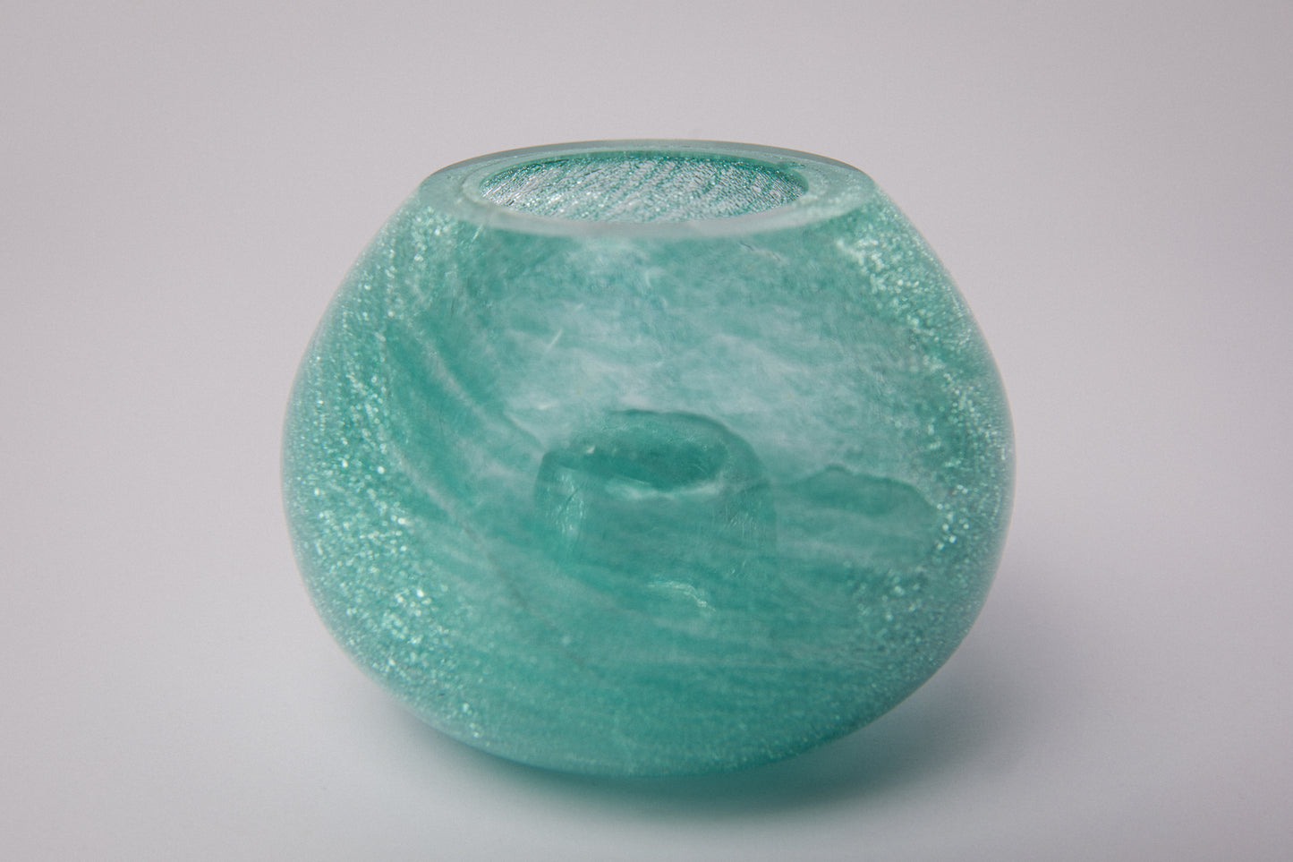 Teal veil glass VASE and CANDLE HOLDER _ 1513