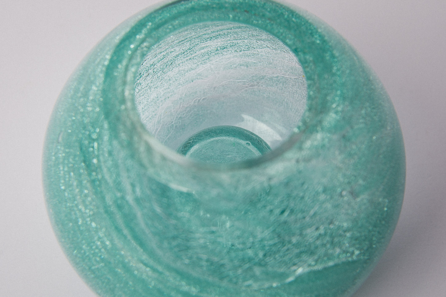 Teal veil glass VASE and CANDLE HOLDER _ 1513