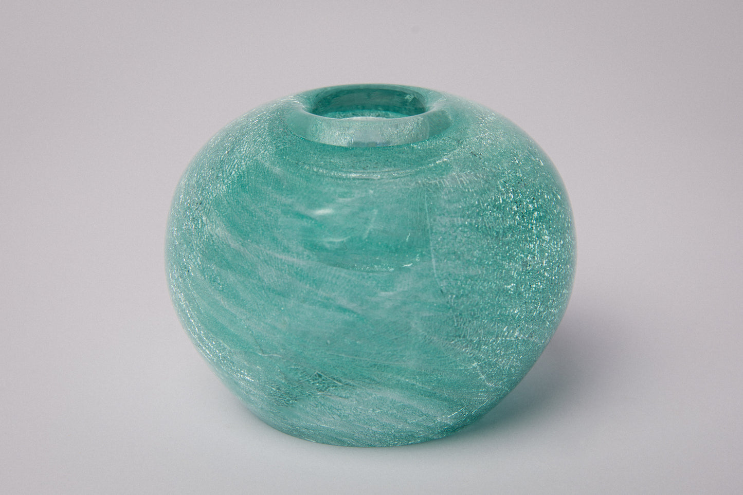 Teal veil glass VASE and CANDLE HOLDER _ 1513
