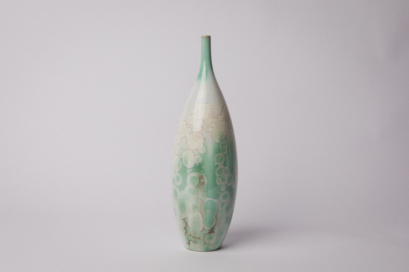 Porcelain VASE with teal crystalline-glaze _ 1373