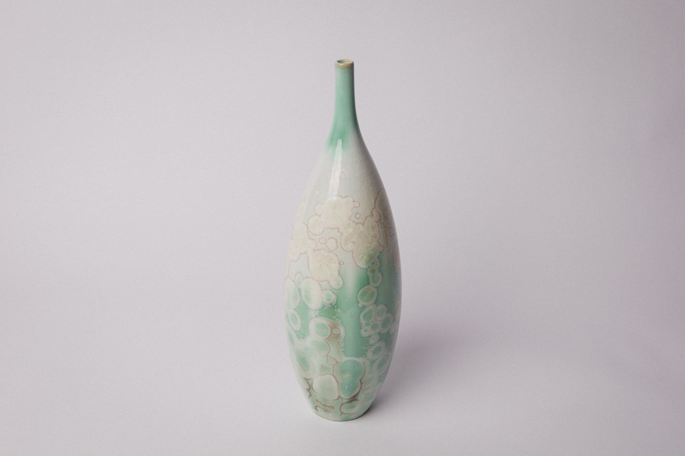 Porcelain VASE with teal crystalline-glaze _ 1373