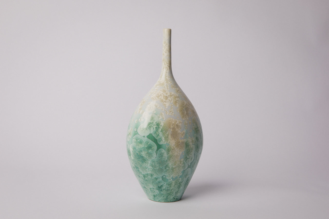 Porcelain VASE with teal crystalline-glaze _ 1374
