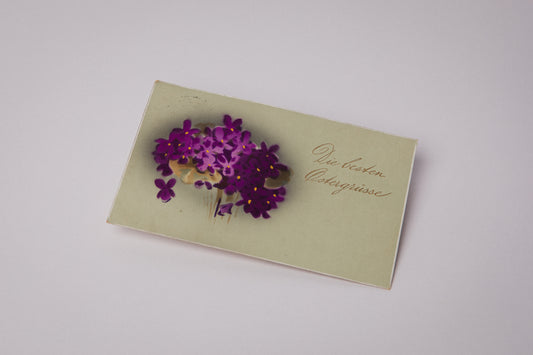 Vintage Easter Postcard with Violet Illustration _ 1518