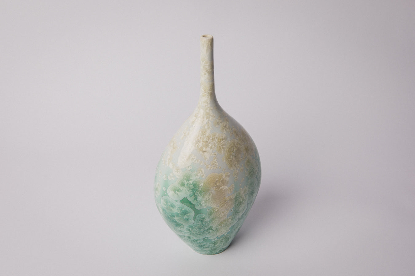 Porcelain VASE with teal crystalline-glaze _ 1374
