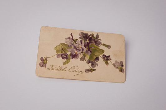 Vintage Easter Postcard with Violet Illustration _ 1519