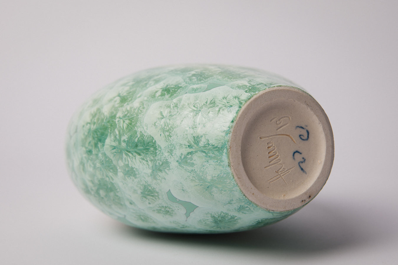Porcelain VASE with teal crystalline-glaze _ 1374