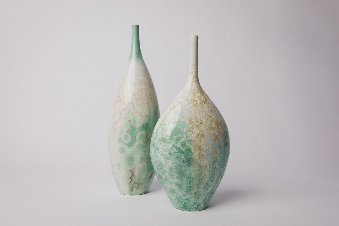 Porcelain VASE with teal crystalline-glaze _ 1374