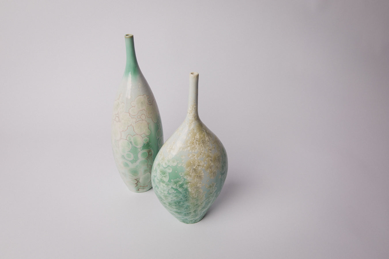 Porcelain VASE with teal crystalline-glaze _ 1374