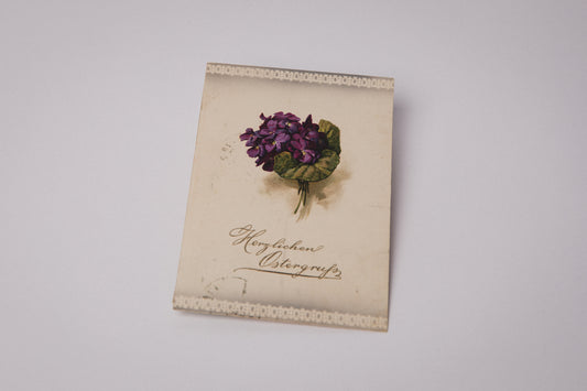Vintage Easter Postcard with Violet Illustration _ 1521