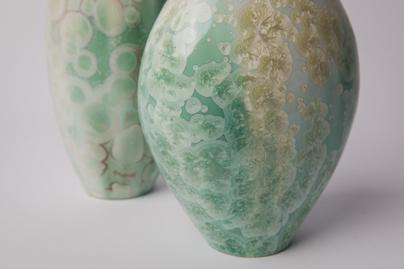 Porcelain VASE with teal crystalline-glaze _ 1374