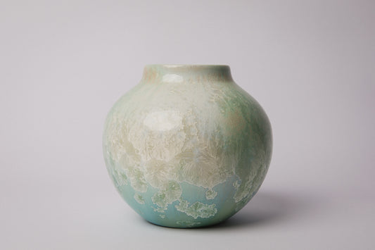 Porcelain VASE with teal crystalline-glaze _ 1375