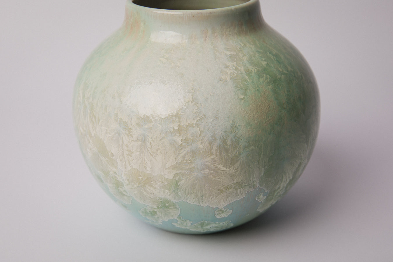 Porcelain VASE with teal crystalline-glaze _ 1375