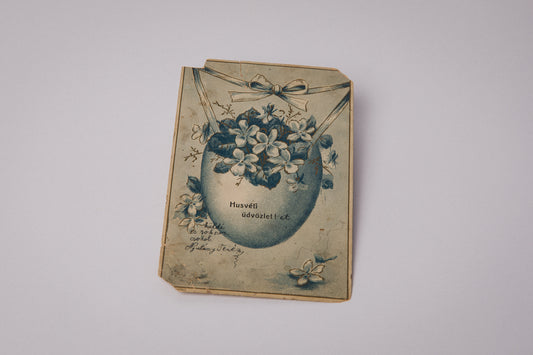 Vintage Easter Postcard with Violet Illustration