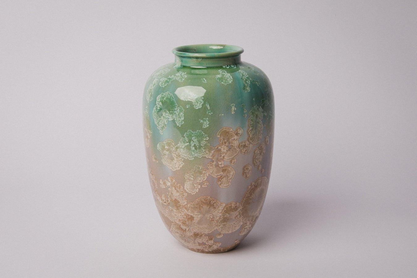 Porcelain VASE with teal crystalline-glaze _ 1376