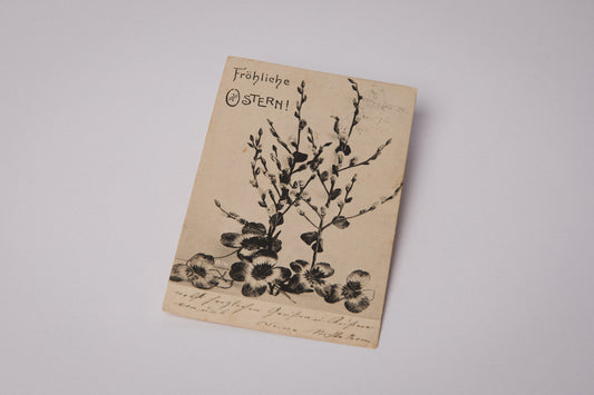 Vintage Easter Postcard with Willow Catkins Illustration _ 1523