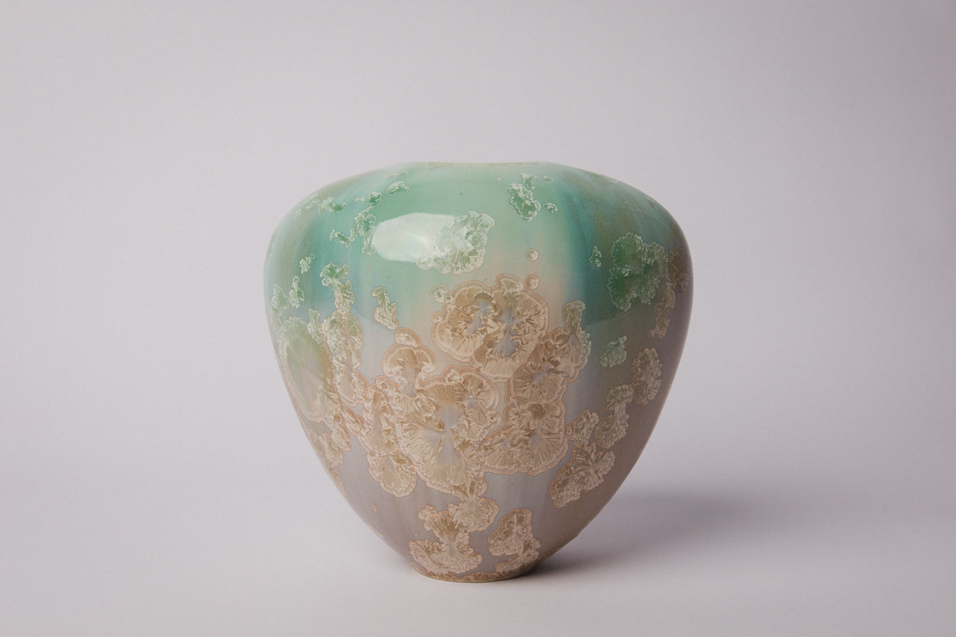 Porcelain VASE with teal crystalline-glaze _ 1377