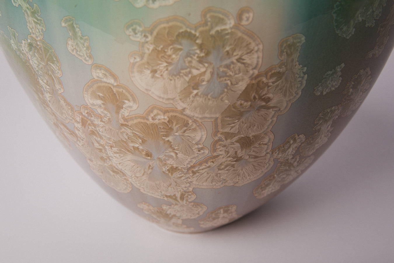 Porcelain VASE with teal crystalline-glaze _ 1377