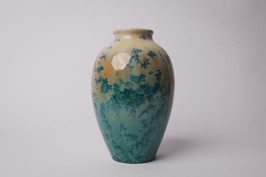 Porcelain VASE with teal crystalline-glaze _ 1378