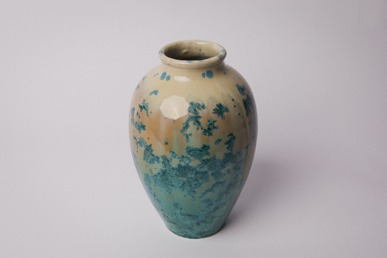 Porcelain VASE with teal crystalline-glaze _ 1378