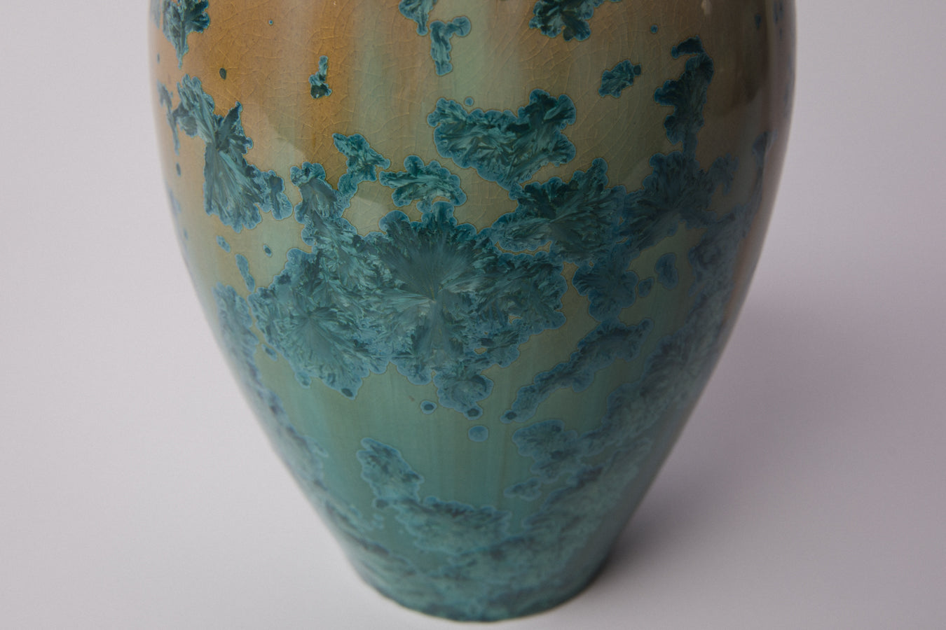 Porcelain VASE with teal crystalline-glaze _ 1378