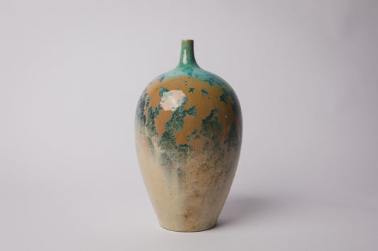 Porcelain VASE with teal crystalline-glaze _ 1379