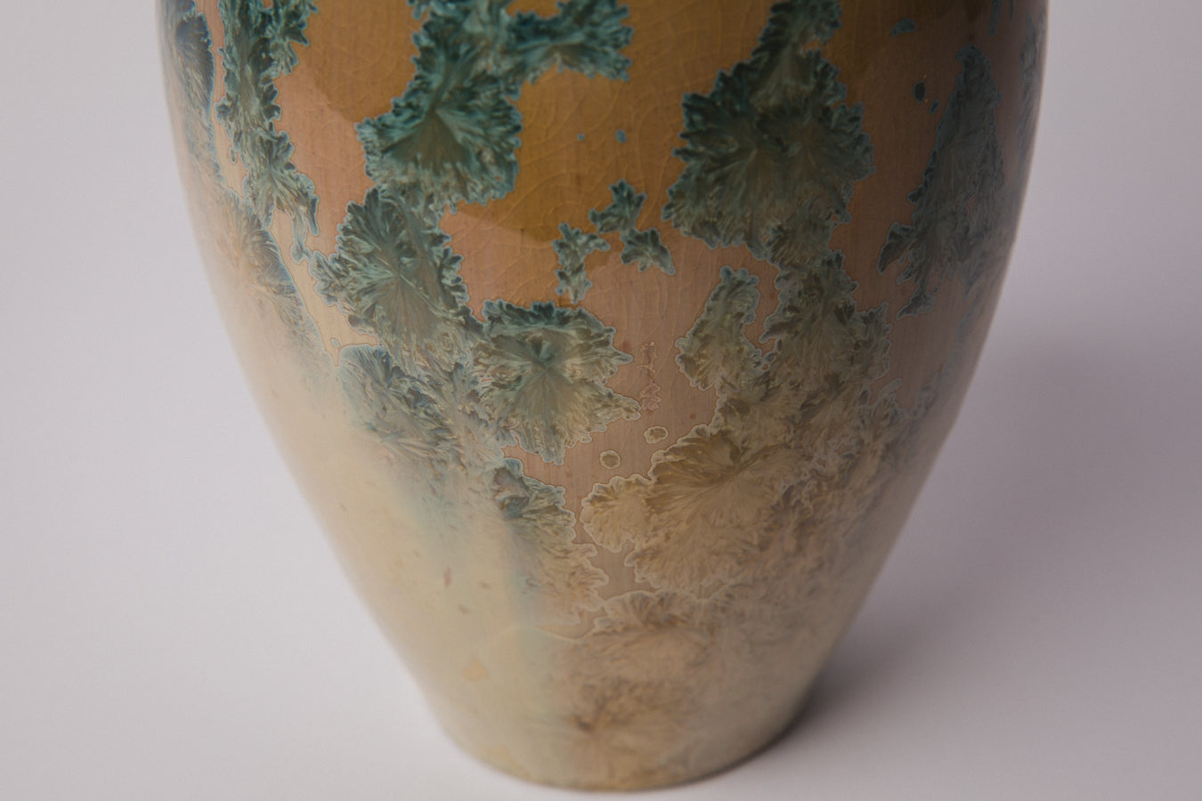 Porcelain VASE with teal crystalline-glaze _ 1379