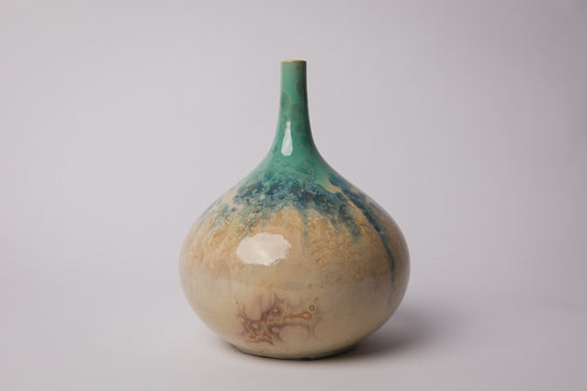 Porcelain VASE with teal crystalline-glaze _ 1380