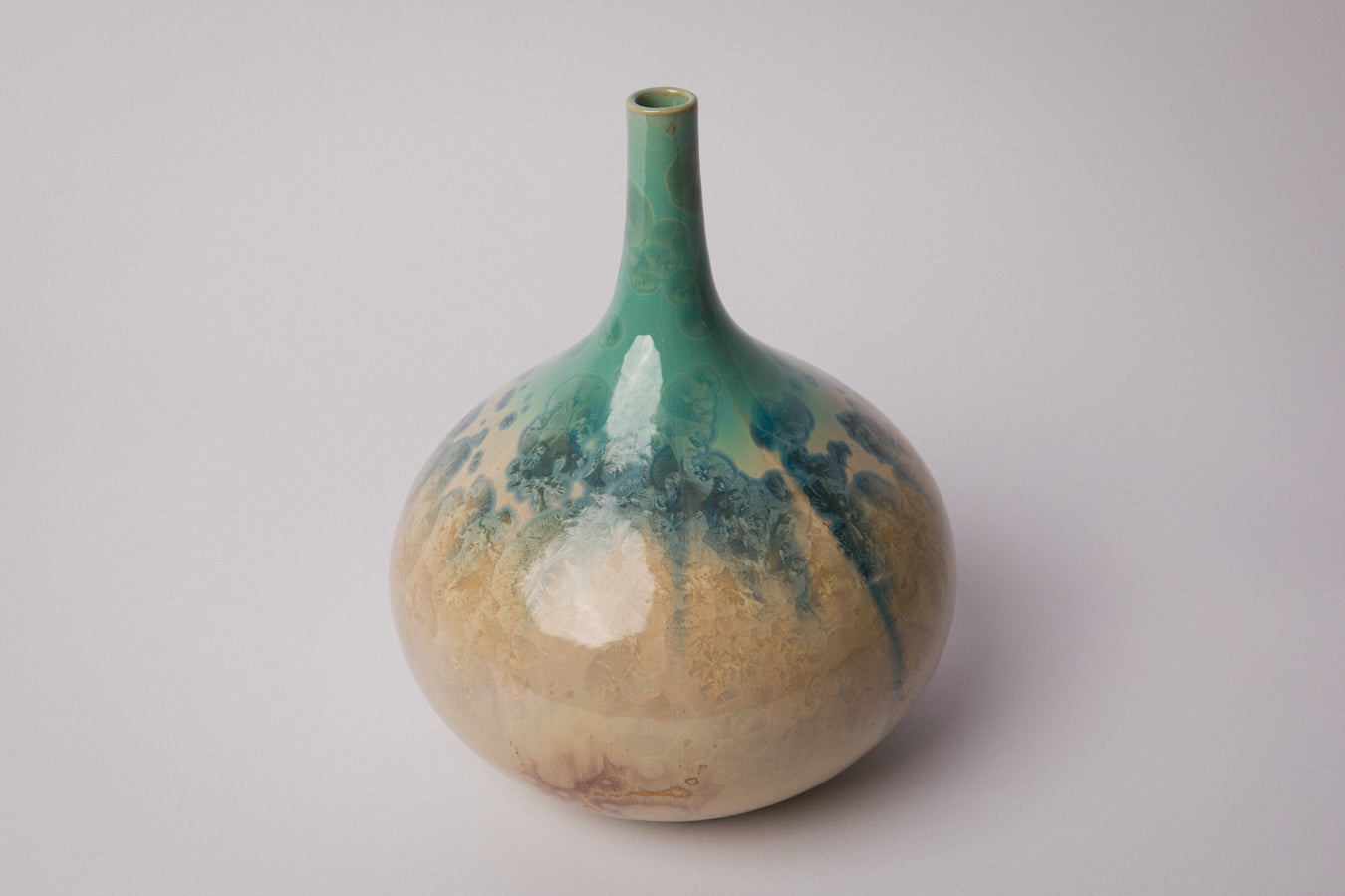 Porcelain VASE with teal crystalline-glaze _ 1380