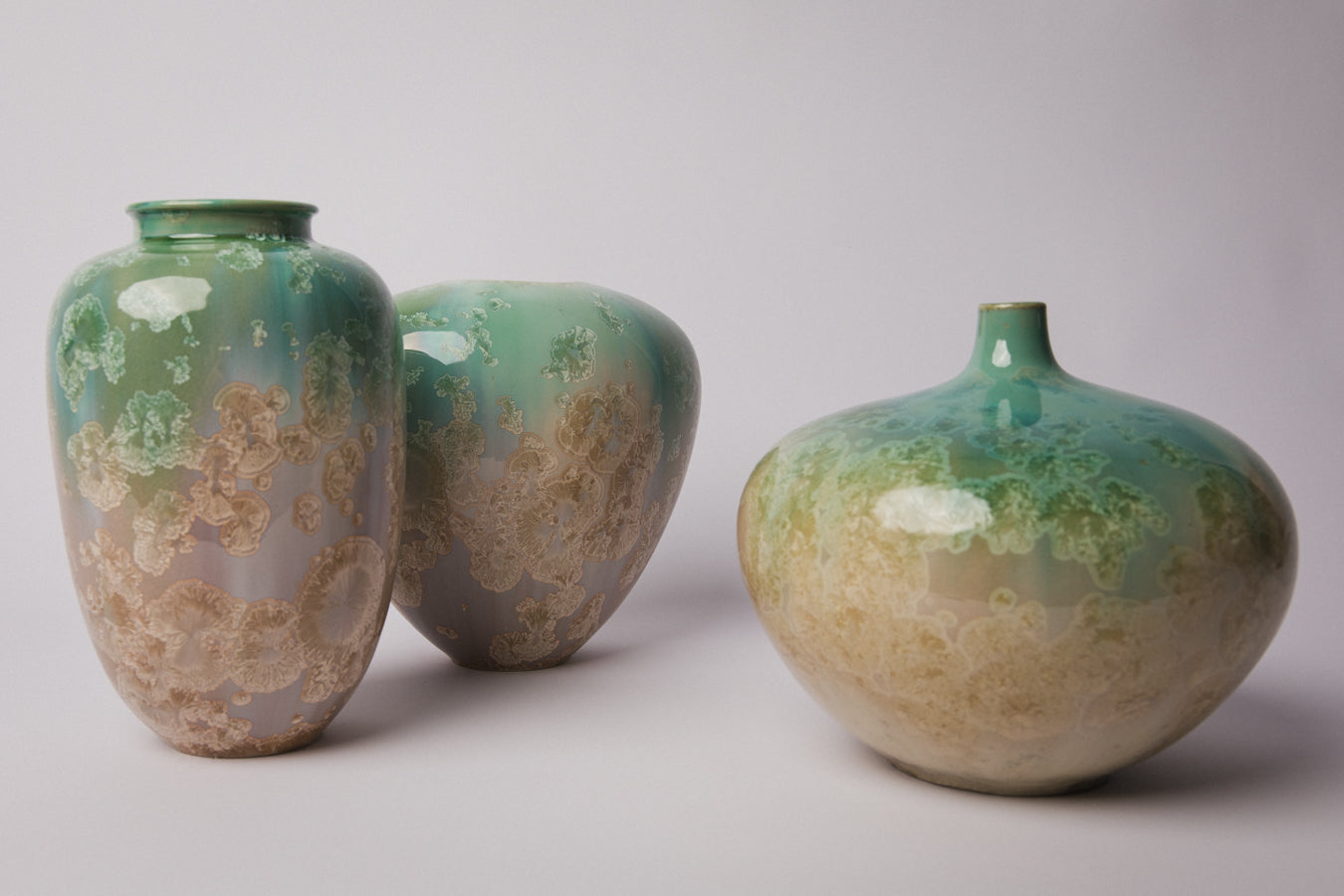 Porcelain VASE with teal crystalline-glaze _ 1377