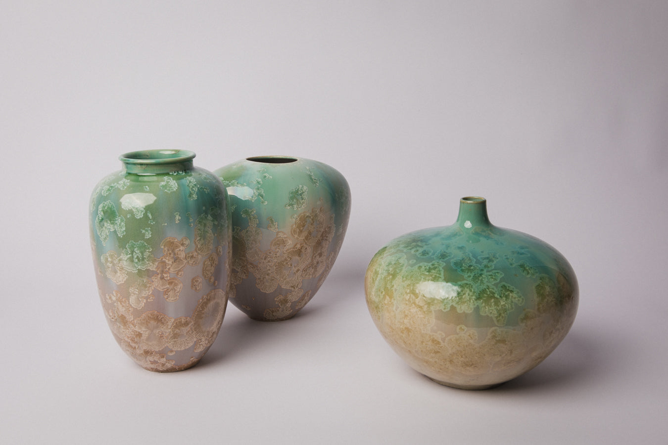 Porcelain VASE with teal crystalline-glaze _ 1377
