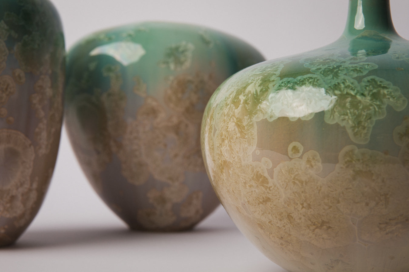 Porcelain VASE with teal crystalline-glaze _ 1377