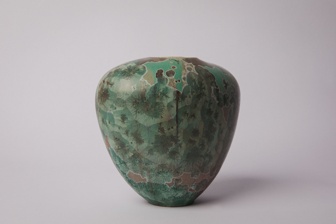 Porcelain VASE with teal crystalline-glaze _ 1382