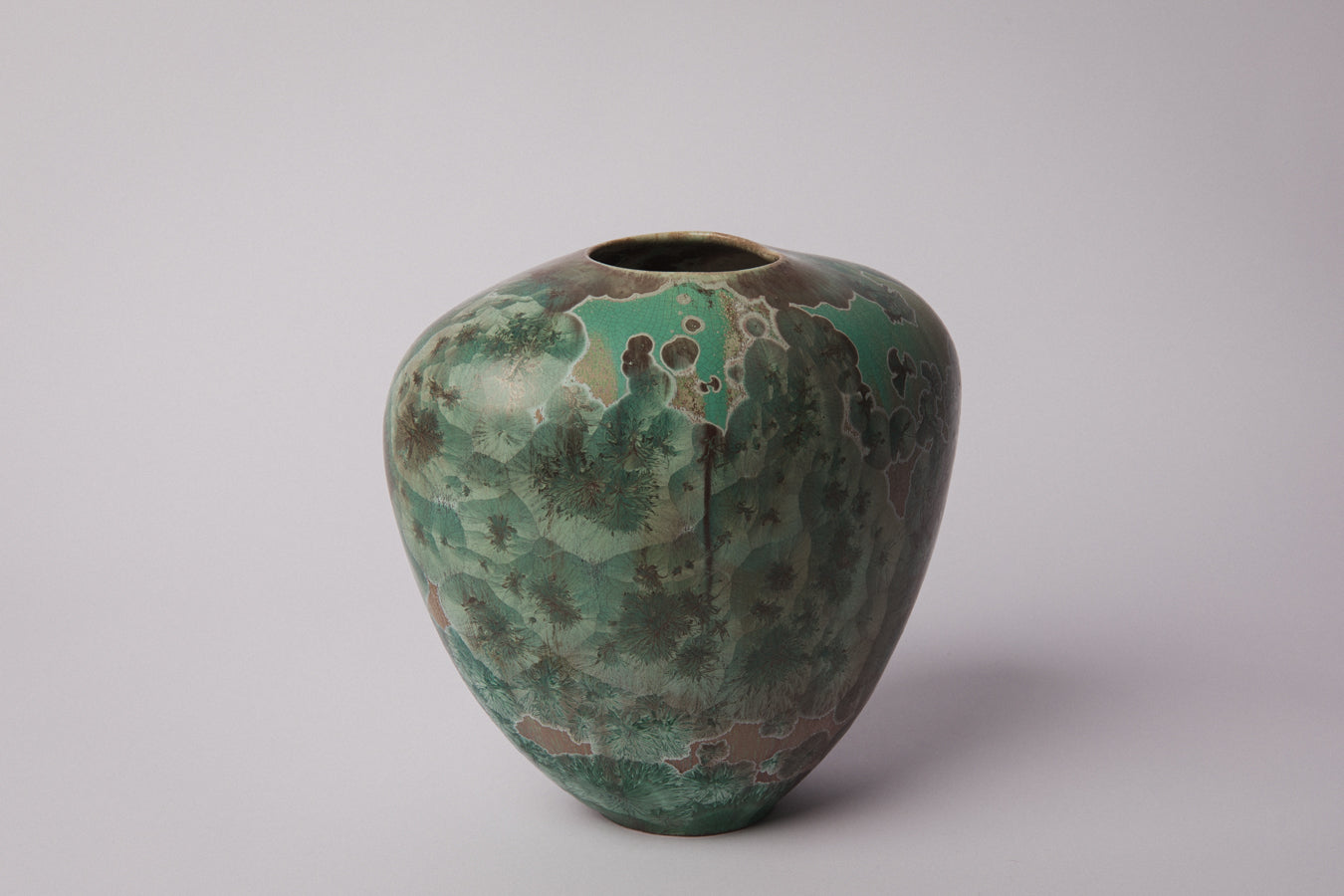 Porcelain VASE with teal crystalline-glaze _ 1382