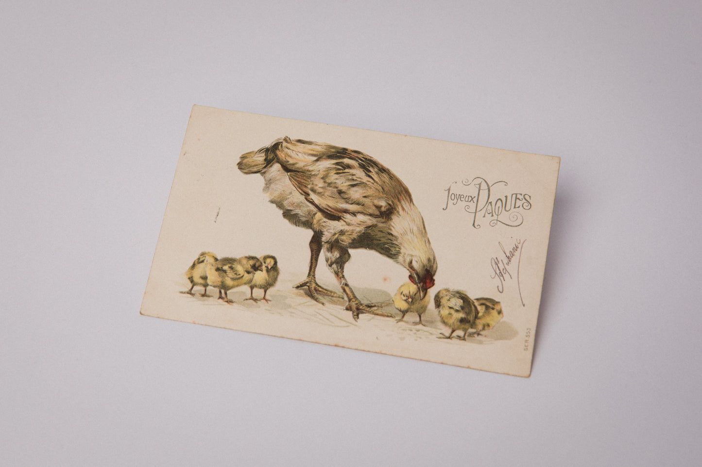 Vintage Easter Postcard with Hen and Easter Chicks _ 1539