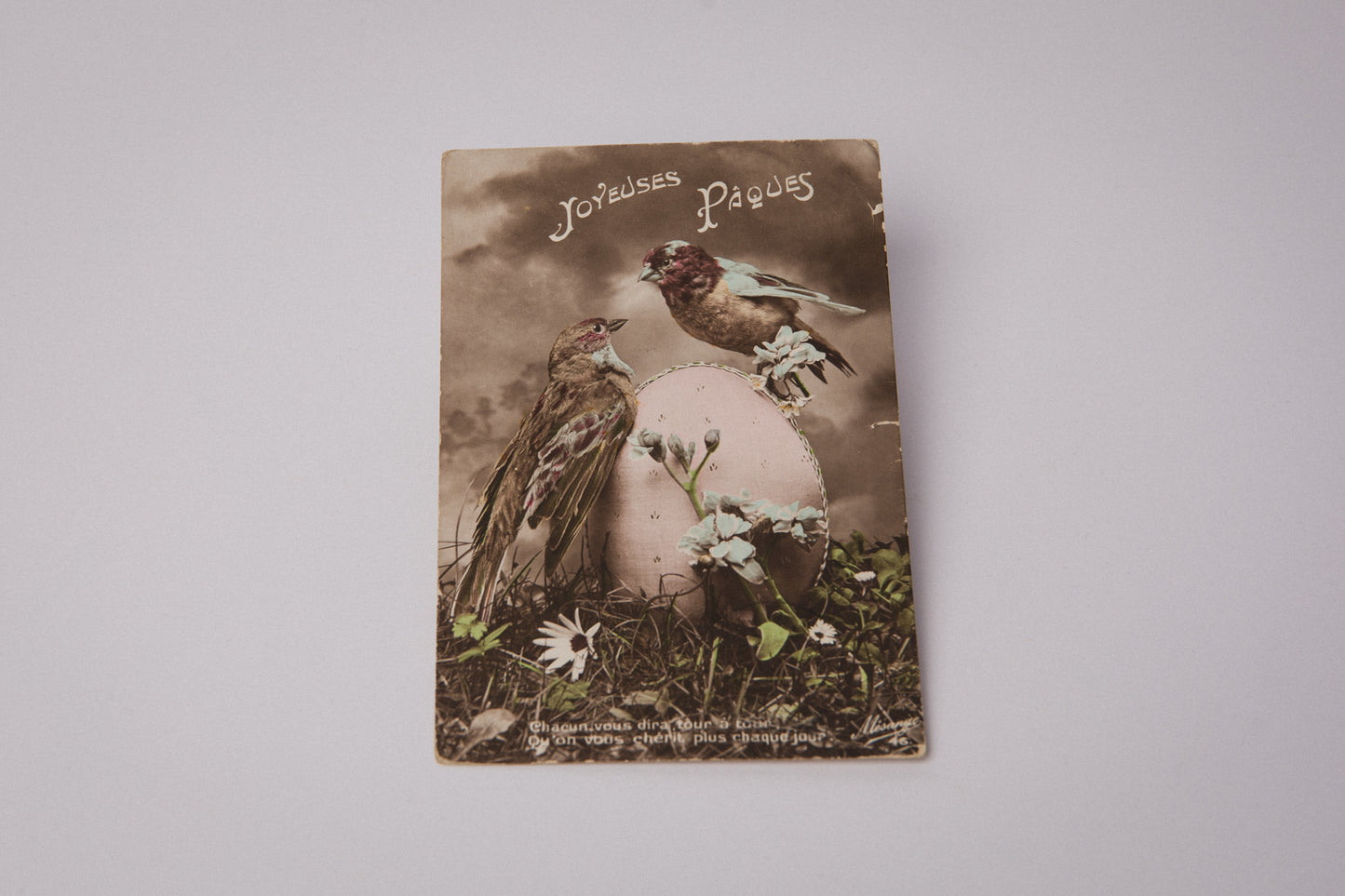 Vintage Easter Postcard with Finches _ 1540