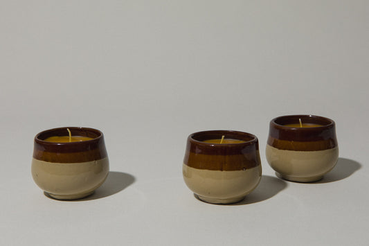 Set of three beeswax CANDLE small