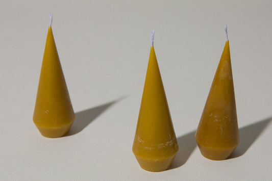 Set of three beeswax cone CANDLE medium