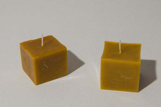 Set of two beeswax cube CANDLE medium