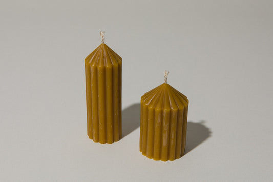 Ribbed beeswax CANDLE set of two