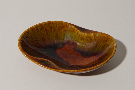 Faience TRAY with rust brown glaze _ 395