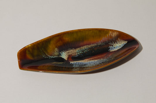 Faience TRAY with rust brown glaze _ 396