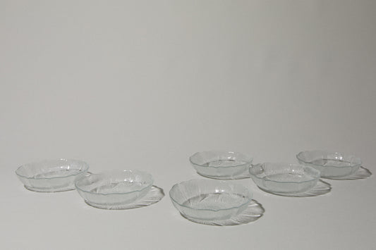 Set of six textured glass SERVING PLATES