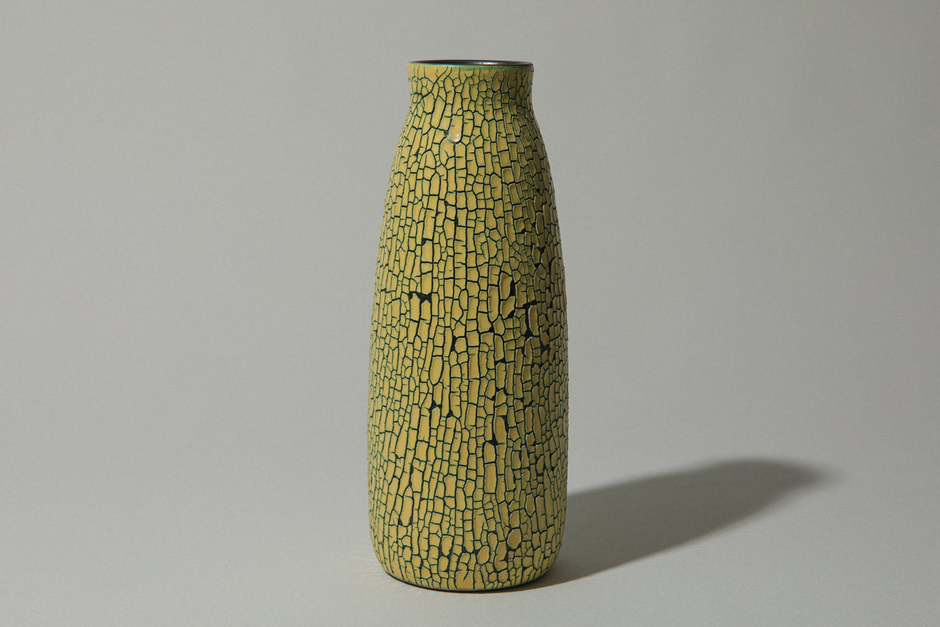 Ceramic VASE with yellow textured crackle glaze _ 495